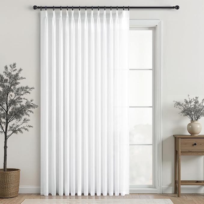 Topfinel 105 Inches Long Pinch Pleated Semi Sheer Curtains by Topfinel