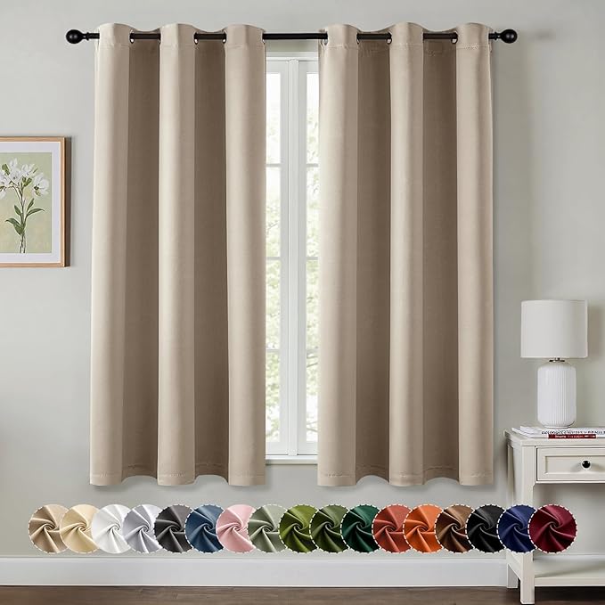 MIULEE Blackout Curtains for Bedroom 2 Panels 40 x 63 Inch Long Taupe | Thermal by MIULEE