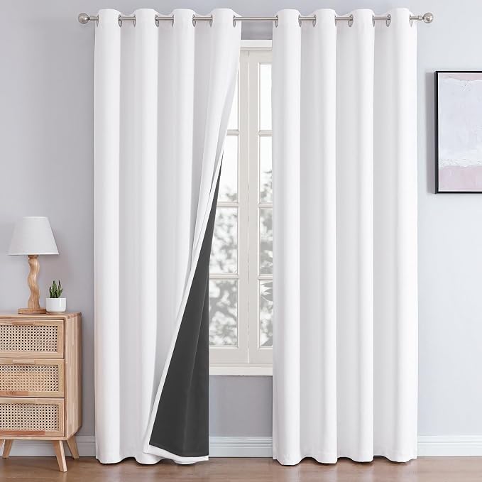 ChrisDowa White 100% Blackout Curtains by ChrisDowa