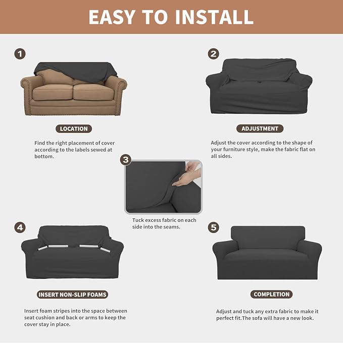 Easy-Going 100% Waterproof Chair Couch Cover, Stretch Jacquard Sofa Cover | - Image 5