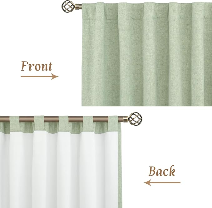 Light Green 100% Blackout Linen Curtains 80 Inches - Image 7