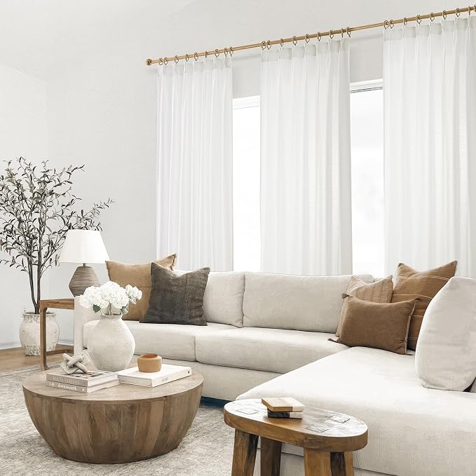 Topfinel White Pinch Pleated Linen Curtains 84 Inch Length 1 Panels - Image 7