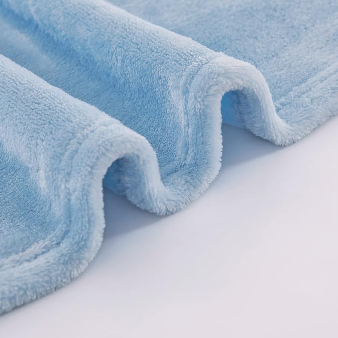 Light Blue Fleece Plush Throw Blanket 50"x60"for Couch Fuzzy Cozy Flannel | - Image 4
