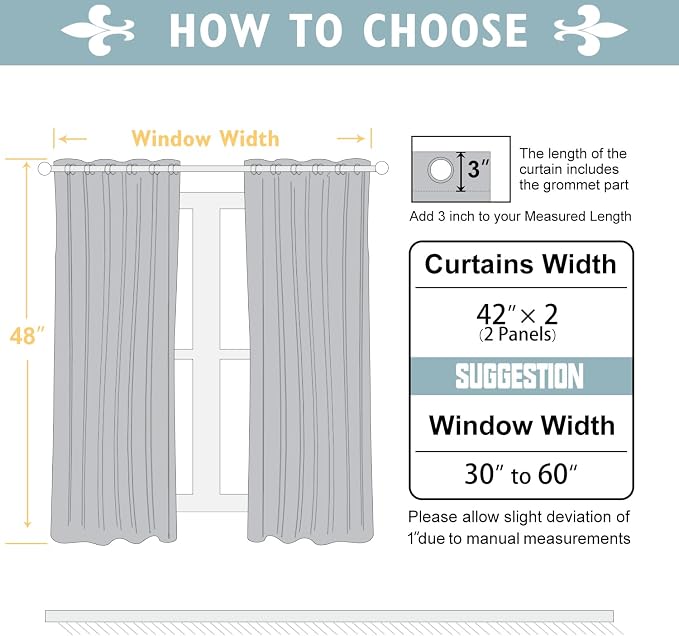 ChrisDowa Blackout Curtains for Bedroom and Living Room 48 Inches Long | 2 - Image 5