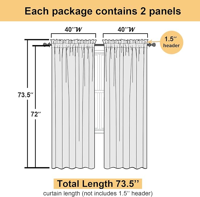 Charcoal Grey Sheer Curtain Panels 72 Inch Length, Light Filtering Window - Image 3