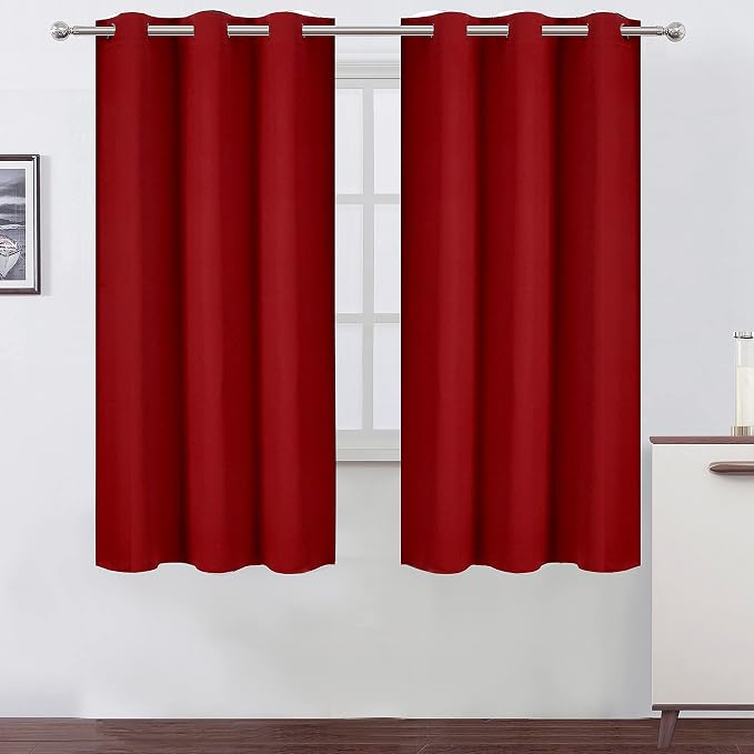 Red Blackout Curtains 42 x 63 Inch/Red Curtains Set of 2 Panels/Room Darkening by Lemomo