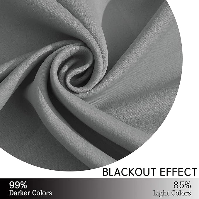Yakamok Grey Room Darkening Curtains 42x84 inch Gray Grommet-Living Room | 2 - Image 6