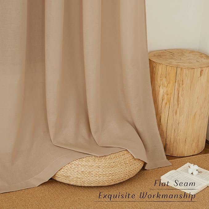 NICETOWN Camel Linen Doorway Curtains 80 inches Long, Grommet Thick Linen Weave - Image 7
