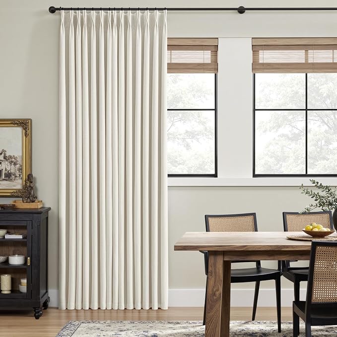 MIULEE Natural Pinch Pleated 100% Blackout Linen Curtains 40x94 Inches | Room - Image 3