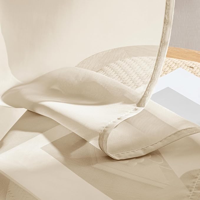MIULEE Butter Cream Sheer Curtains 72 Inches Long 4 Panels 54 x 72 Inches | - Image 7