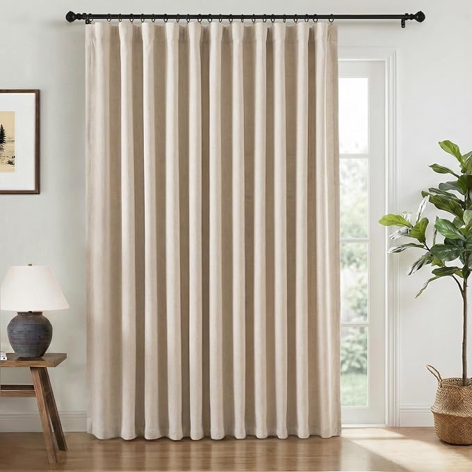 INOVADAY Linen Textured 100% Blackout Sliding Door Curtains 102x84 Oatmeal | 1 by INOVADAY