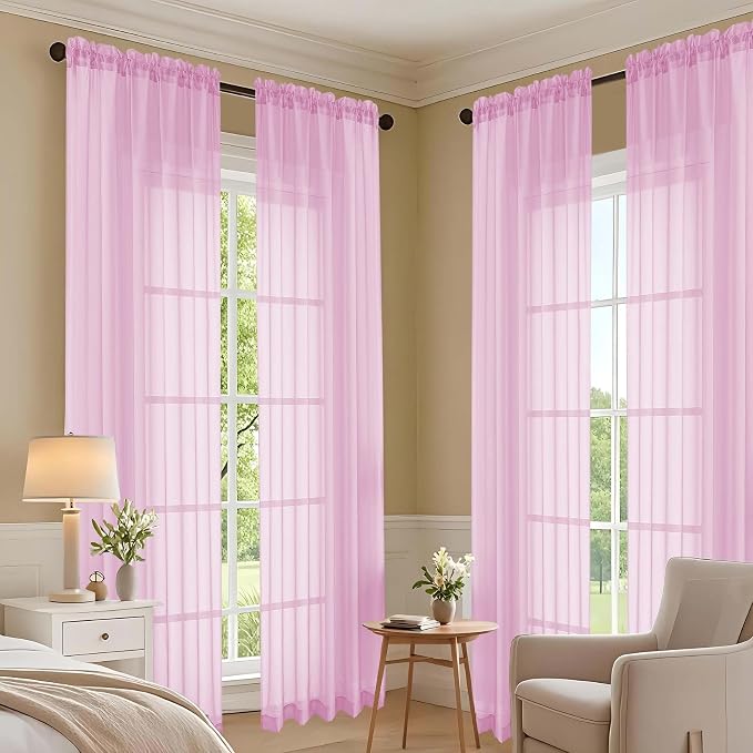 Light Pink Bedroom Curtains 2 Panel Sets 90 Inch Length, 59 Inch Extra Wide - Image 6