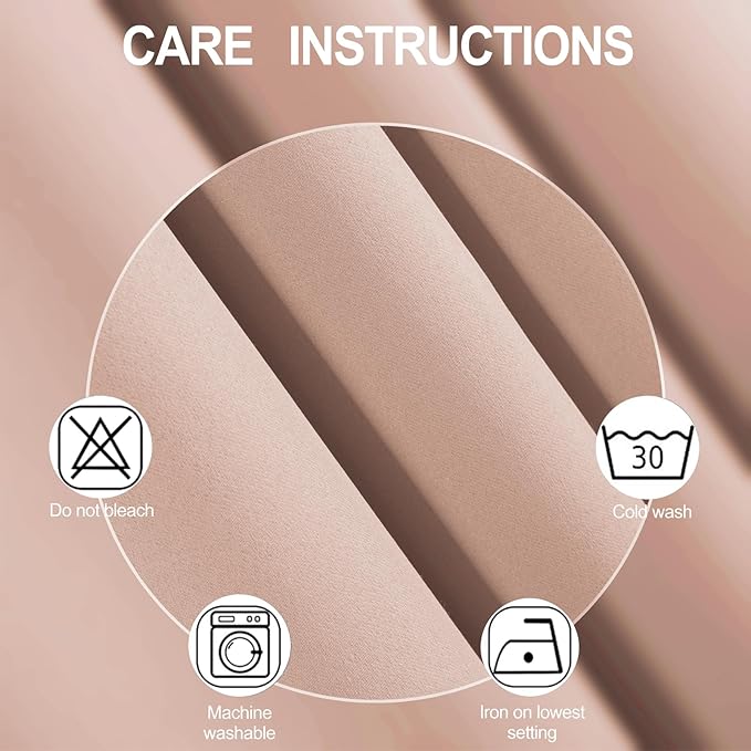 Blush Thermal Blackout Curtains/38 x 63 Inch/Set of 2 Panels Room Darkening - Image 4