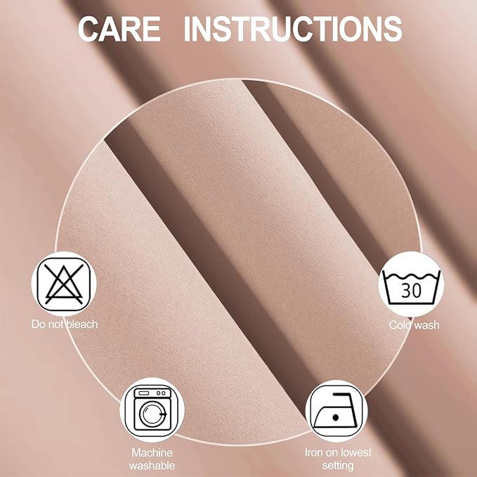 Blush Thermal Blackout Curtains/52 x 72 Inch/Set of 2 Panels Room Darkening - Image 4