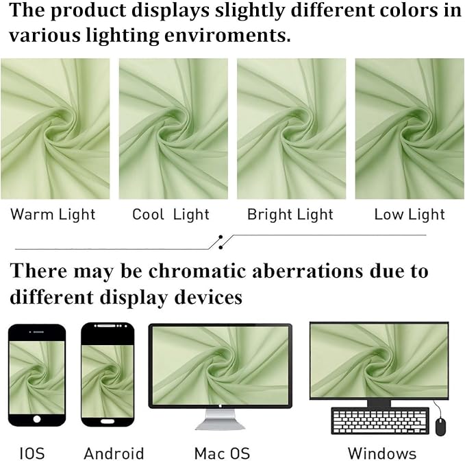 Light Green Sheer Curtains 54 Inch Length 2 Panels, Voile Bedroom Curtains - Image 4
