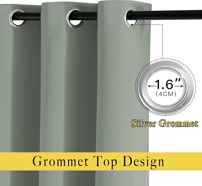 NICETOWN Room Darkening Sage Green Curtains 108 inch Length - Image 2