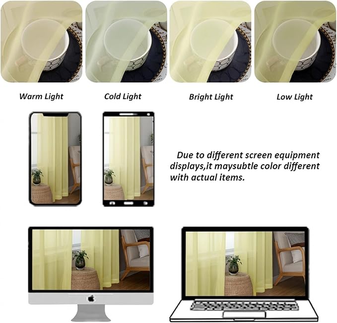 Chyhomenyc Short Sheer Curtains 30 inch Length 2 Panels - Image 4
