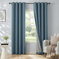 100% Blackout Linen Textured Curtains 96 Inch Long, Stone Blue | 100% Blackout by 100BlackoutShield