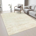 Area Rug Living Room: 5x5 Modern Washable Indoor Soft Carpet Beige | by FXRHLP