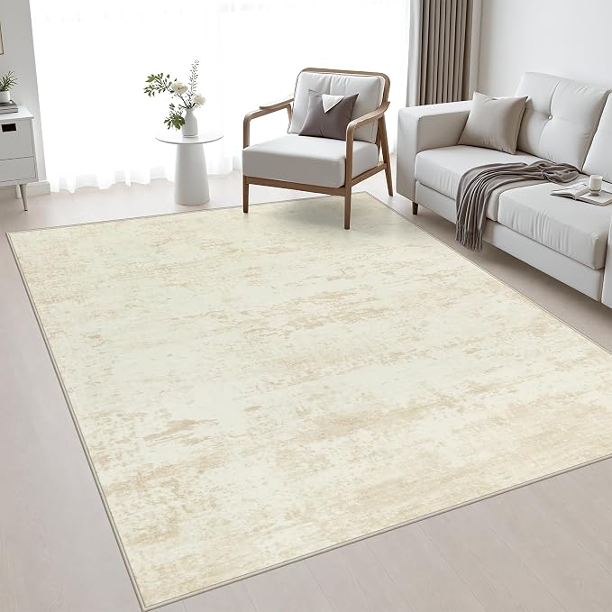 5x7 Area Rug Living Room: Modern Washable Indoor Soft Carpet Beige | by FXRHLP