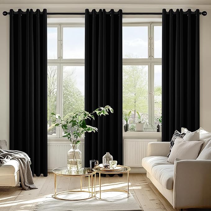 MIULEE Blackout Curtains for Bedroom 2 Panels 40 x 80 Inch Long Black | Thermal - Image 6