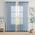 MIULEE Dusty Blue Sheer Curtains 54 X 54 Inches, 2 Panels | Solid Color by MIULEE