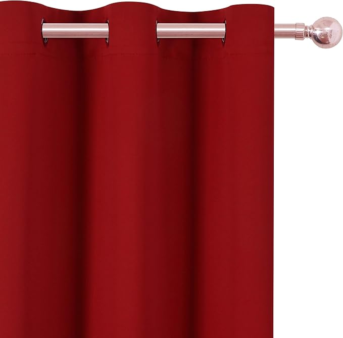Red Thermal Blackout Curtains/52 x 72 Inch/Set of 2 Panels Room Darkening - Image 7