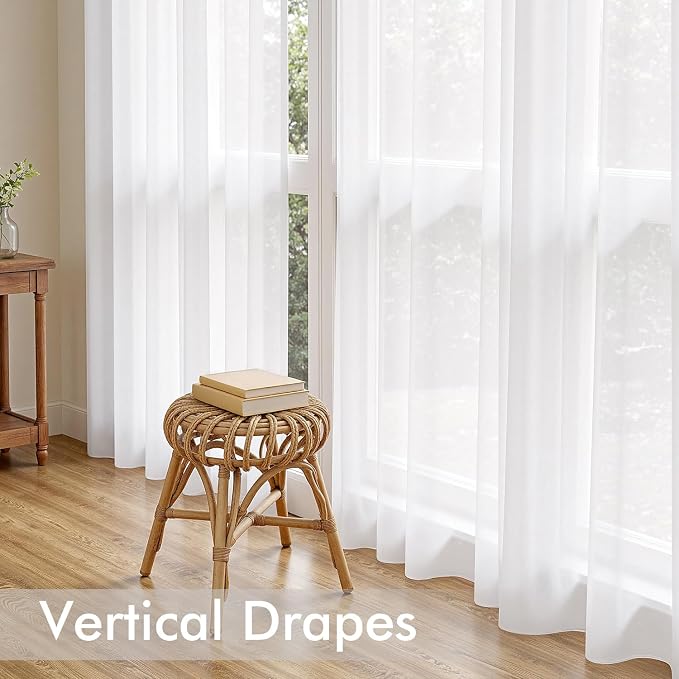 MIULEE White Sheer Curtains 90 Inches Long 4 Panels 54 x 90 Inches | Light - Image 5