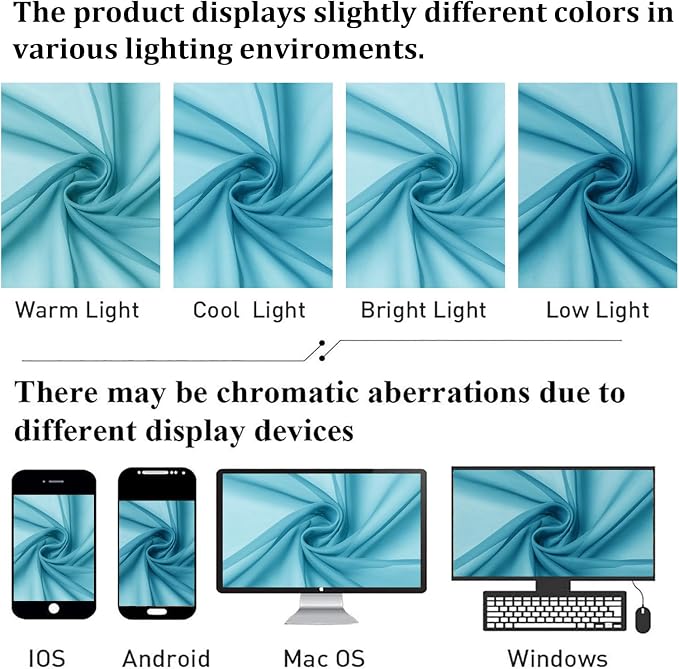 Turquoise Sheer Curtains for Living Room Decor 84 Inches Long 2 Pcs, Light - Image 5