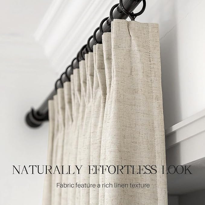Pinch Pleated Linen Curtains 100% Blackout 108 Inches Long - Image 4