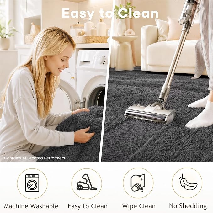 Ophanie 6x9 Area Rugs, Upgrade Non-Slip Fluffy Soft Rugs - Image 3