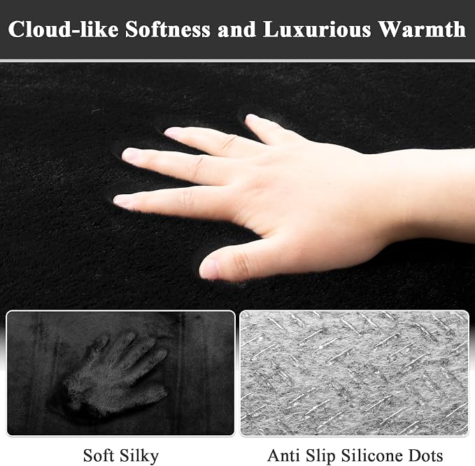SHACOS 3x5 Ultra Soft Fluffy Faux Rabbit Fur Area Rug, Non Slip Machine - Image 6