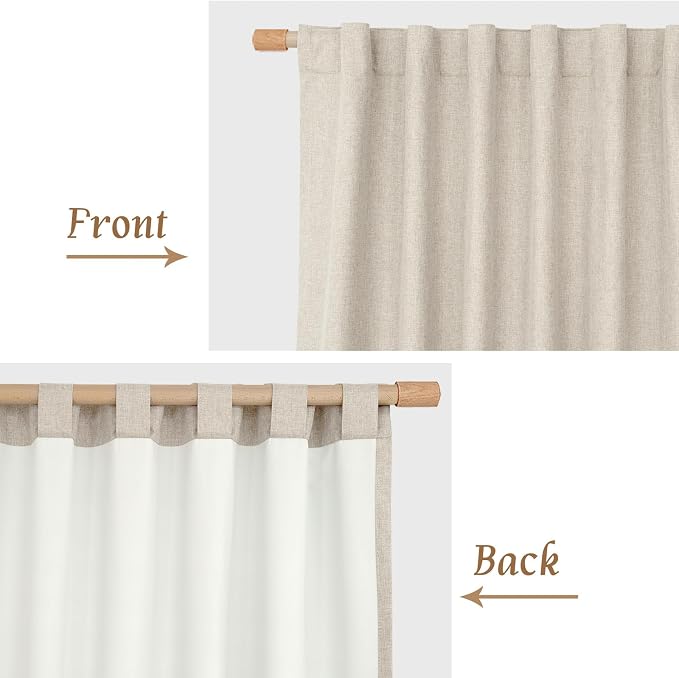 Natural 100% Blackout Linen Curtains 48 Inches - Image 7