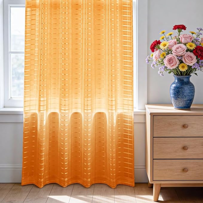 SpaceDresser Check Sheer Curtains 108 Inches Long - Image 3