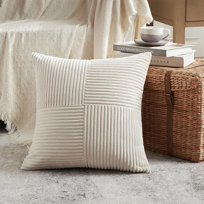 Fancy Homi 2 Packs Cream Big Decorative Throw Pillow Covers 24x24 Inch - Image 2