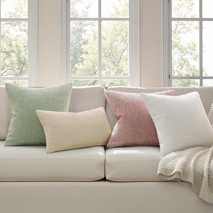 MIULEE Decorative Couch Throw Pillow Covers 20x20 Inch Pink 2 Pack | Modern - Image 3