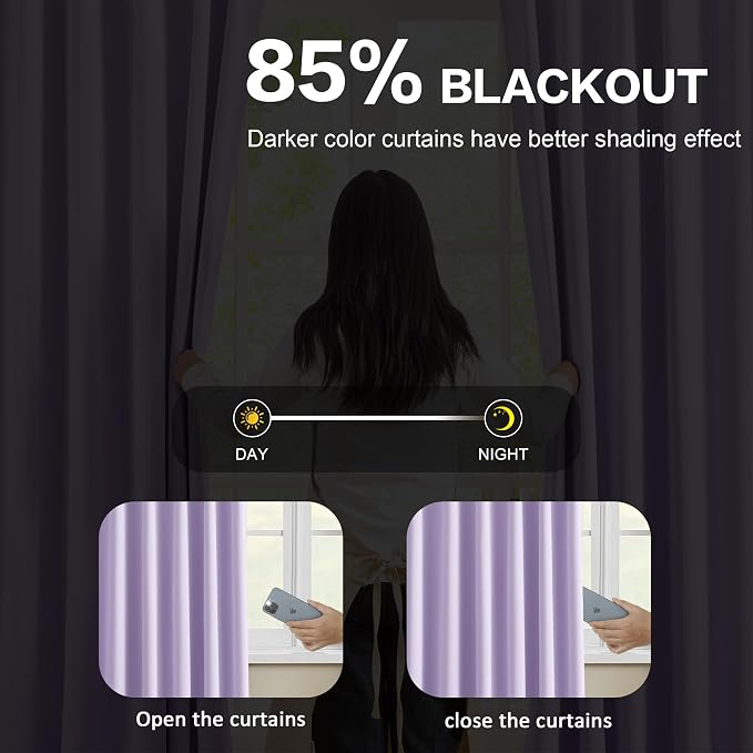 Custom Pleated Curtains Lilac Color, Heat Blocking Window Treatment - Image 3