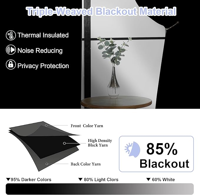Simplebrand Ava Taupe Short 36 Inches Blackout Curtain 2 Panels Set, Half - Image 2