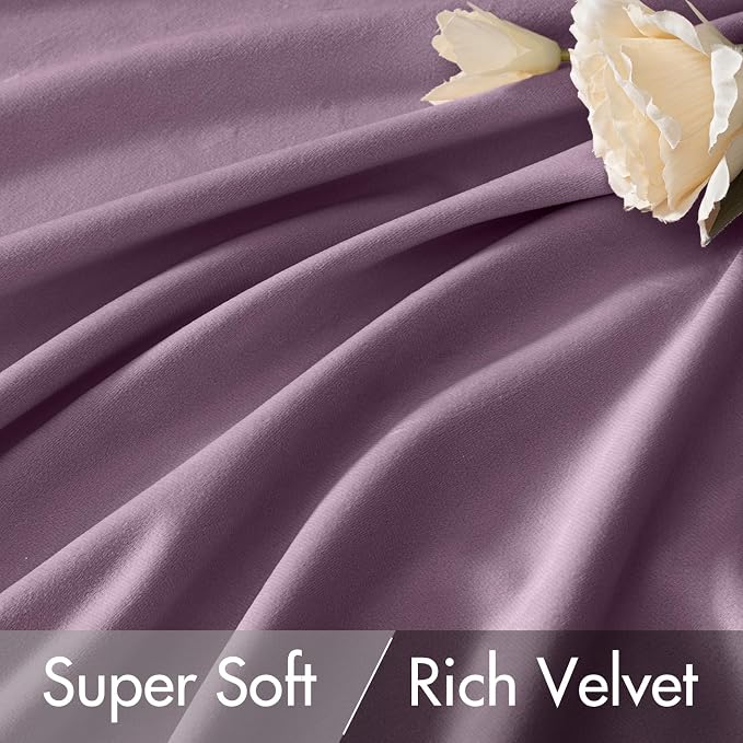 MIULEE Lavender Velvet Curtains 52x84 inches Luxury Blackout Curtains | Thermal - Image 4