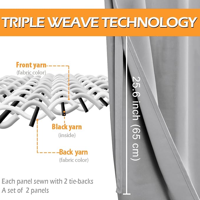 Blackout Curtains for Bedroom, 60 x 84 Inch, 2 Panels | Thermal Insulated & - Image 3