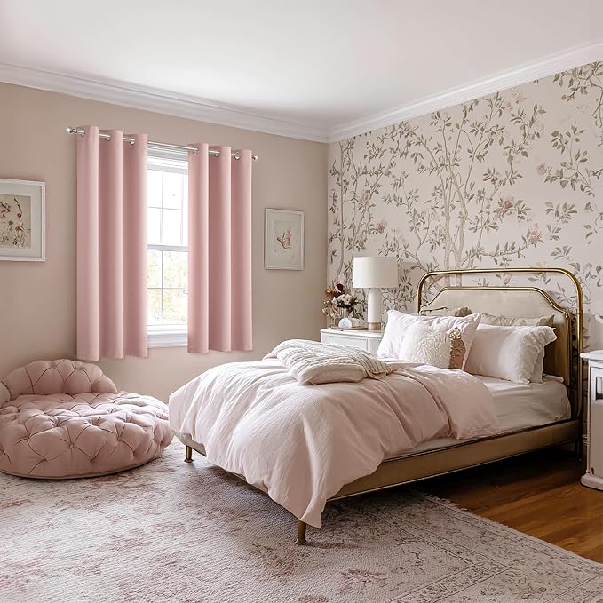 MIULEE Blackout Curtains for Bedroom 2 Panels 40 x 54 Inch Long Pink | Thermal - Image 6
