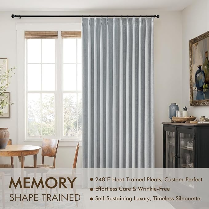 MIULEE Grayish Blue Pinch Pleated 100% Blackout Curtains 40x102 Inches | Room - Image 3
