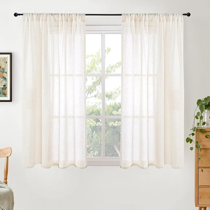 BGment Ivory Linen Curtains 54 Inches Long by BGment