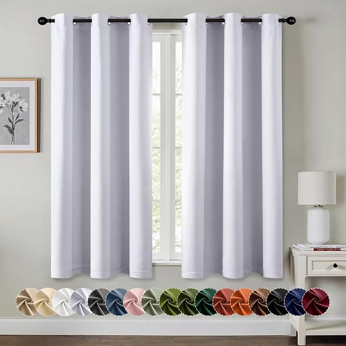 MIULEE Blackout Curtains for Bedroom 2 Panels 34x63 Inch Long Greyish White | by MIULEE