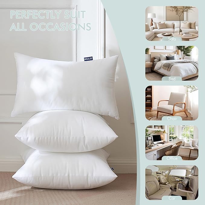 MIULEE Pillow Insert 12x24 Inch Set of 2, Decorative Throw Pillow Inserts | - Image 6