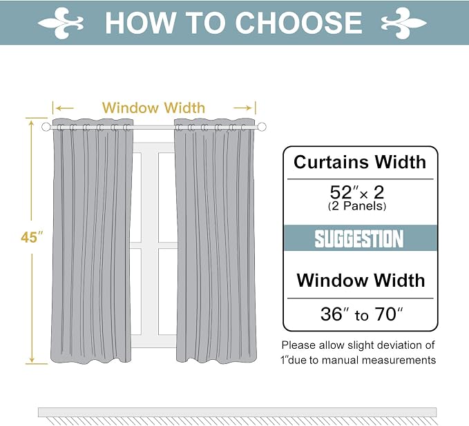 ChrisDowa Blackout Curtains for Bedroom and Living Room 45 Inches Long | 2 - Image 5