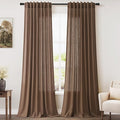 Caramel Brown Linen Curtains for Living Room 94 Inches Long Back Tab and Rod by Nanspring
