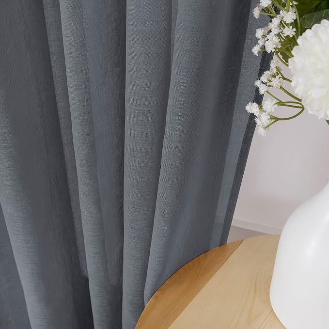 Tollpiz Short Sheer Curtains Linen Textured Living Room Curtain Sheers Light - Image 3