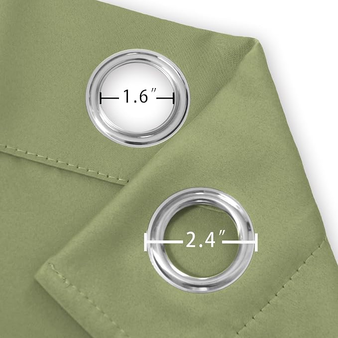 Blackout Curtains 52 x 90 inches Long Sage Green Curtains Set of 2 Panels - Image 5