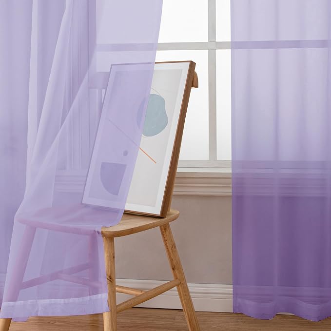 Sheer Curtains 78 inches Long for Bedroom Living Room 2 Panels Set, Rod Pocket - Image 4